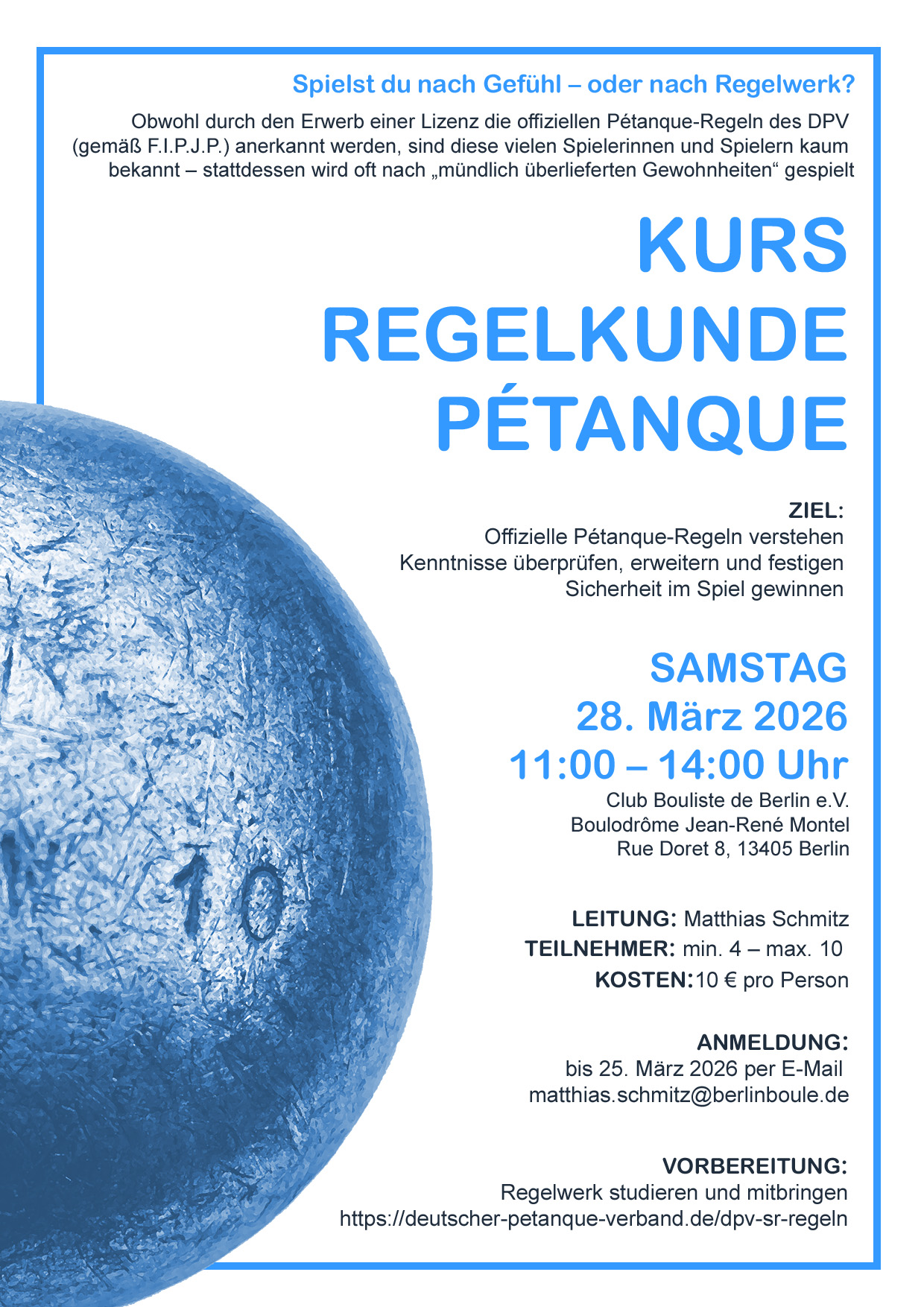 260328 Plakat Kurs Regelkunde Petanque