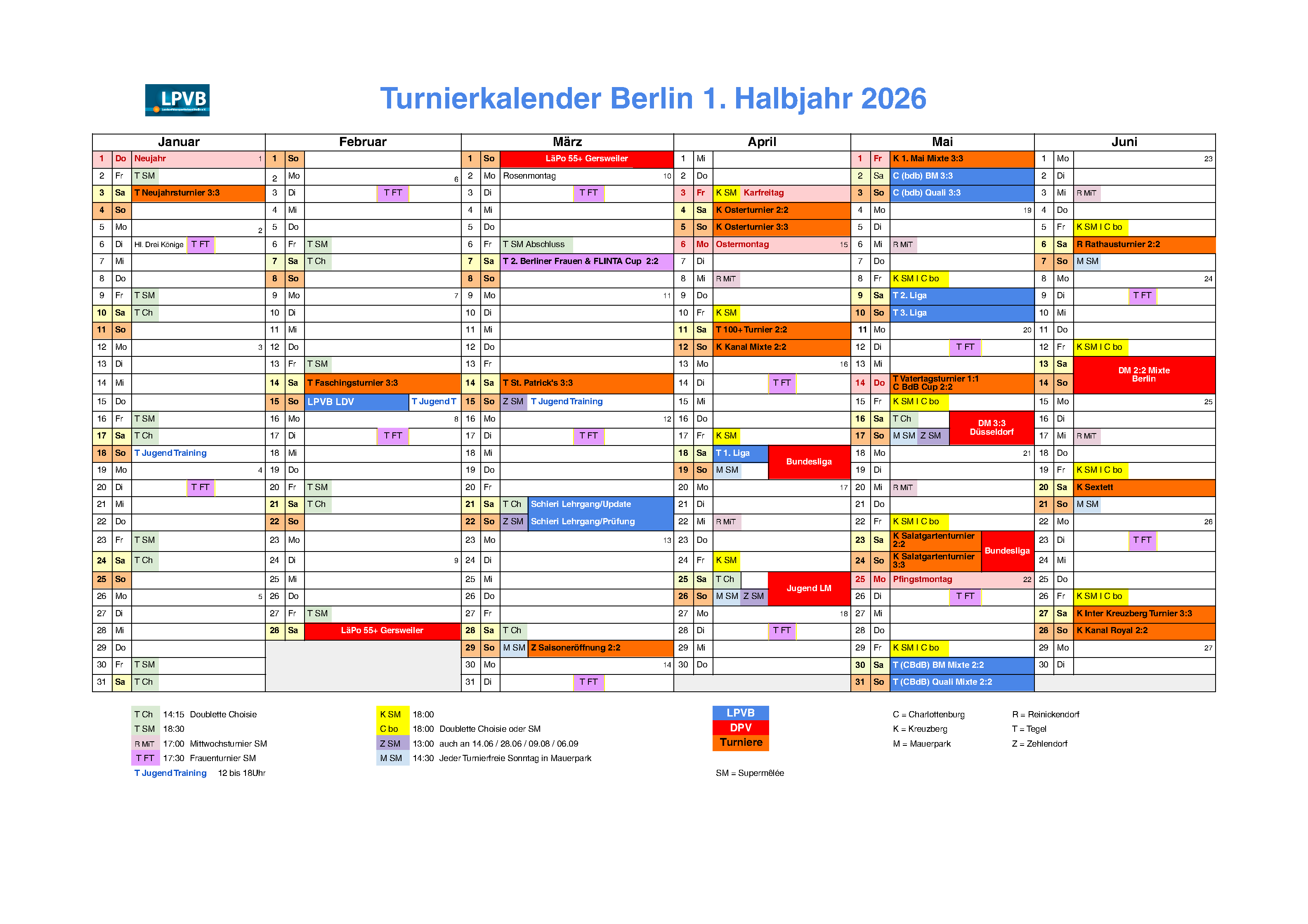 Turnierkalender 2026 Seite 1